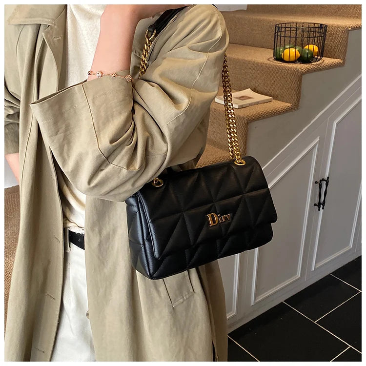 New Women's Chain Shoulder Bag Luxury Leather Fashion Crossbody Bag Designer Handbag With Adjustable Strap