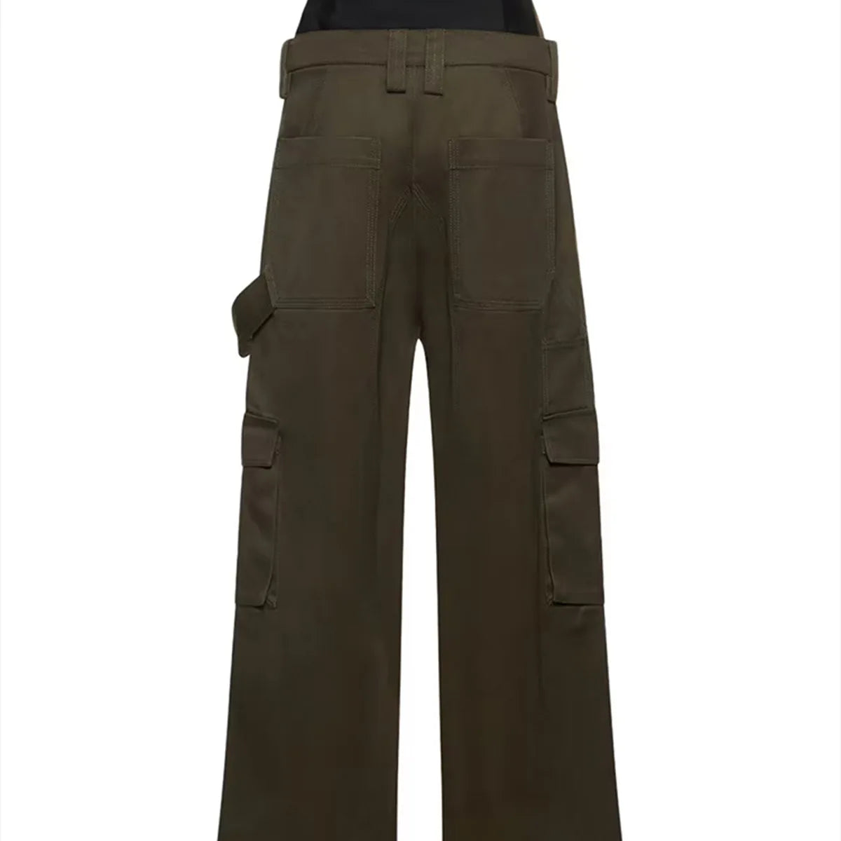 Women Wide Leg Pants High Waist Two Piece Detachable Corset Boning Loose Fit Unisex Olive Cargo Pants