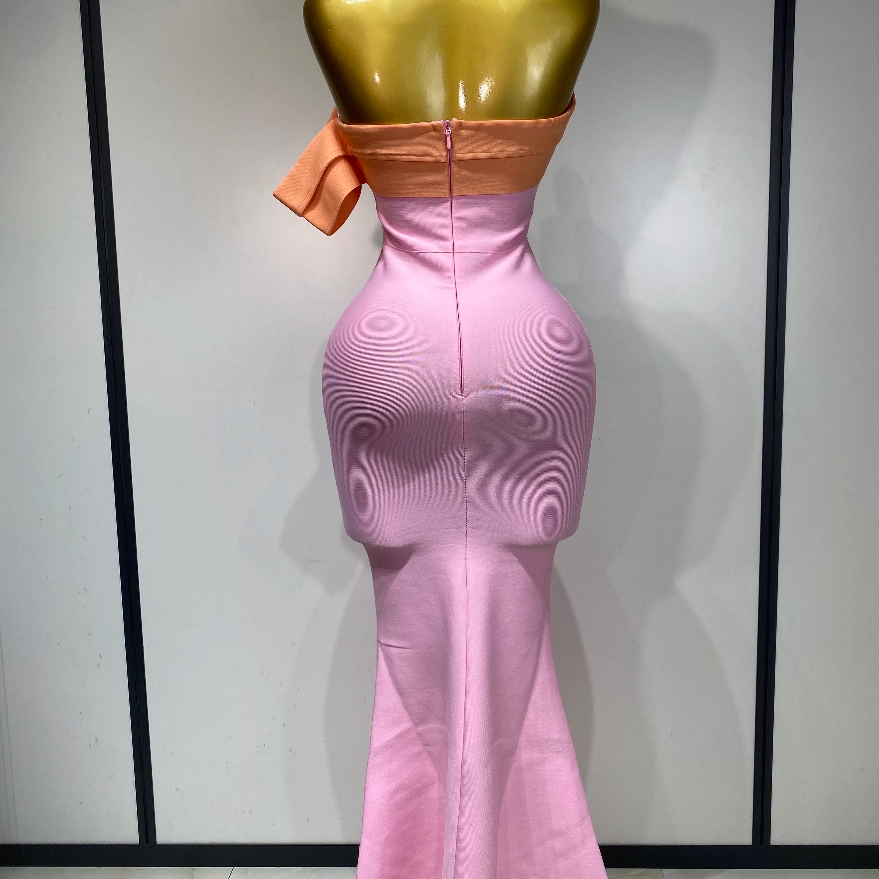 Women Sexy One Shoulder Color Block Bodycon Bandage Dress 2025 Celebrity Elegant Evening Club Luxury Birthday Party Outfit