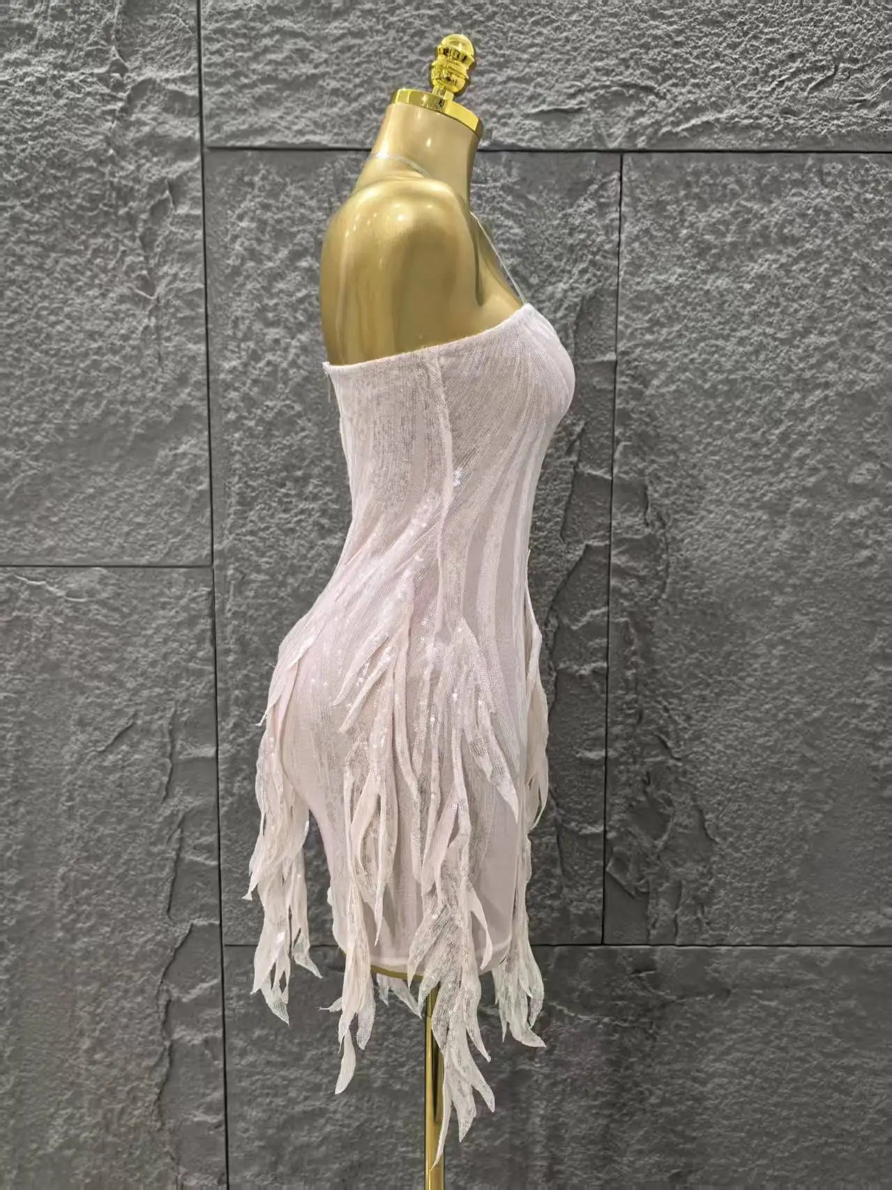 Pink Color Women Sexy Strapless Sexy Sequins Bodycon Mini Dress Nightclub Party Girls' Birthday Cocktail Outfit