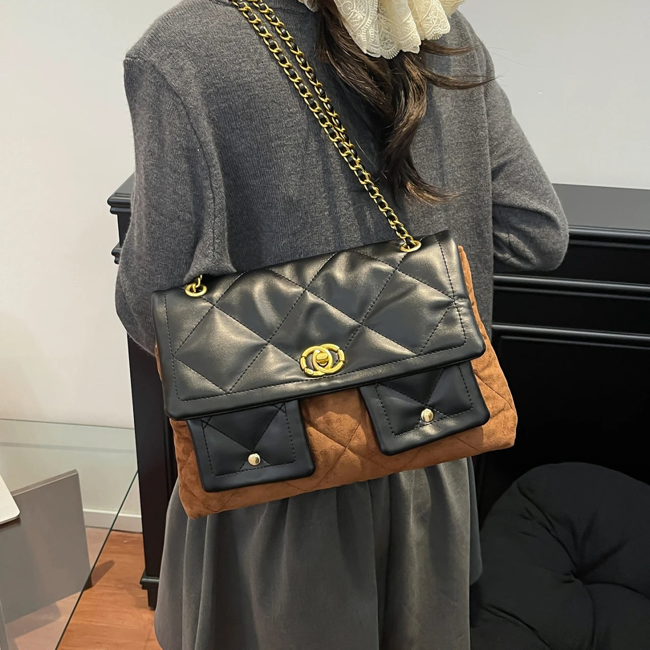 Fashion Women's Leather Crossbody Bag Luxury Elegant Shoulder Handbag Classic Designer Tote For Modern Ladies