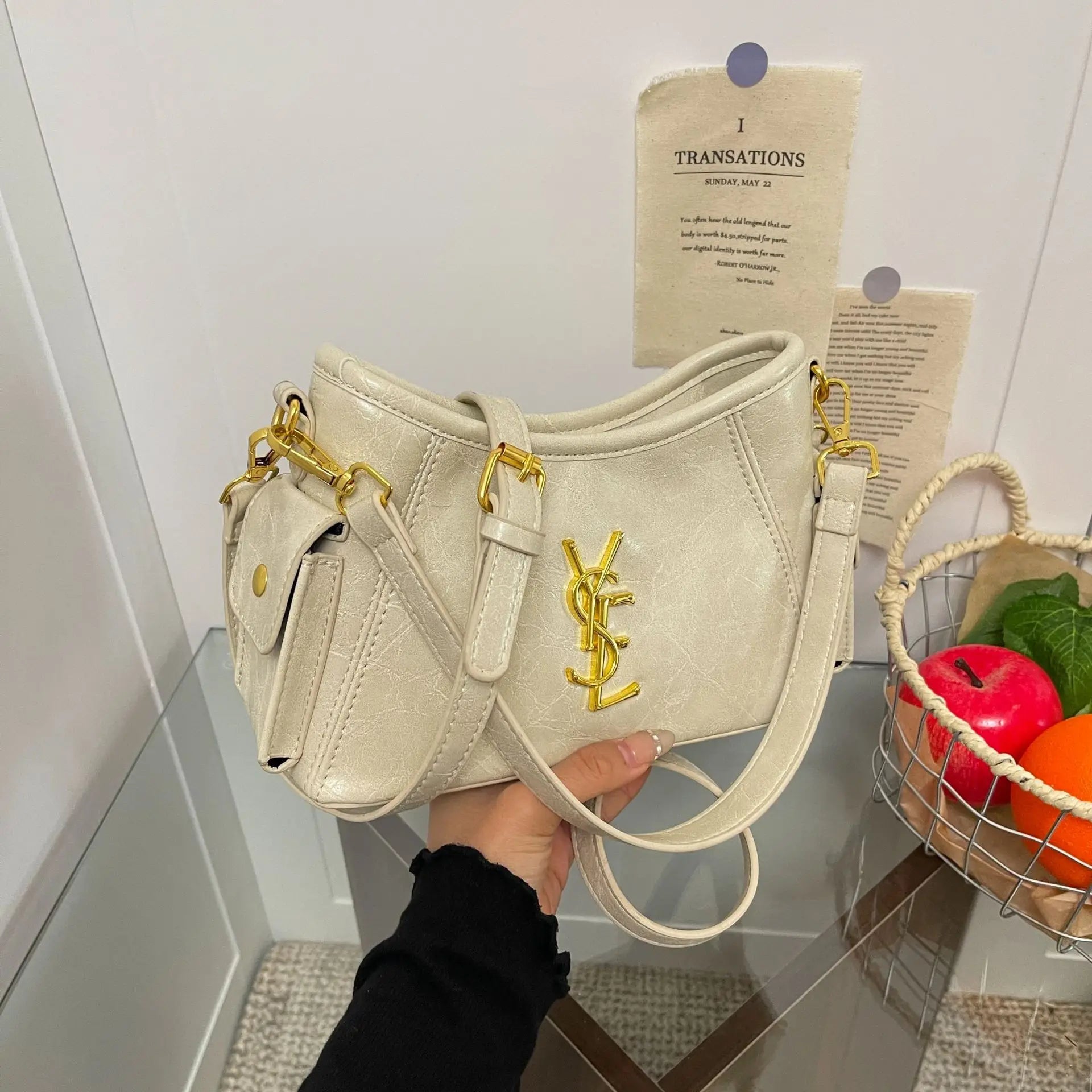 French Style Vintage Shoulder Bag, Women's Autumn Winter Leather Crossbody Purse, Elegant Spacious Tote for Daily & Commute