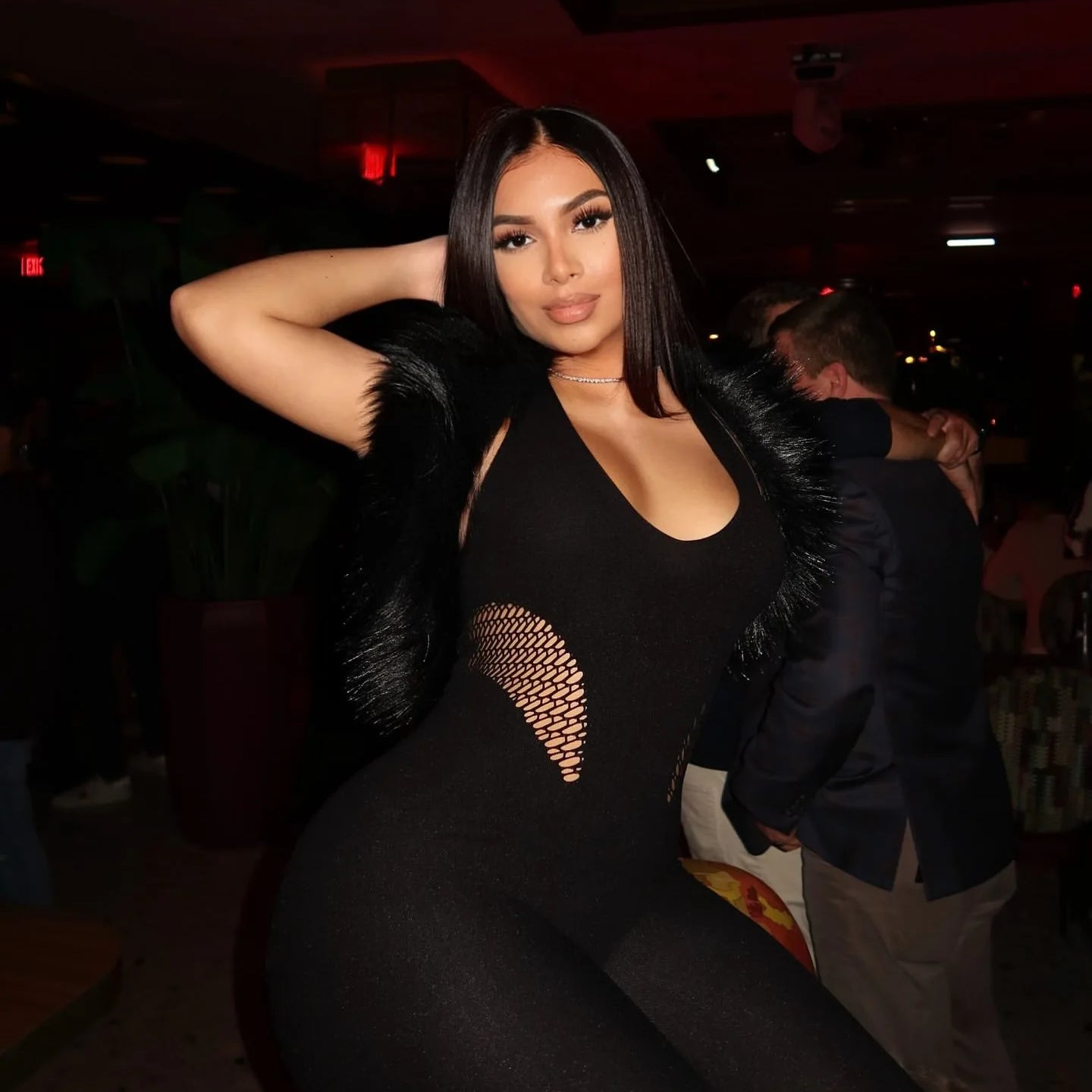 CM.YAYA Sleeveless Sexy Mesh Lace Hollow Out Women’s Jumpsuits 2025 summer v-Neck Night Club Party Pajamas One Piece Outfits