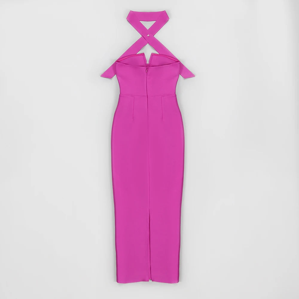 Vestido longo justo sem alças, sexy, preto, feminino, bandagem de rayon, moda para festa noturna, atacado