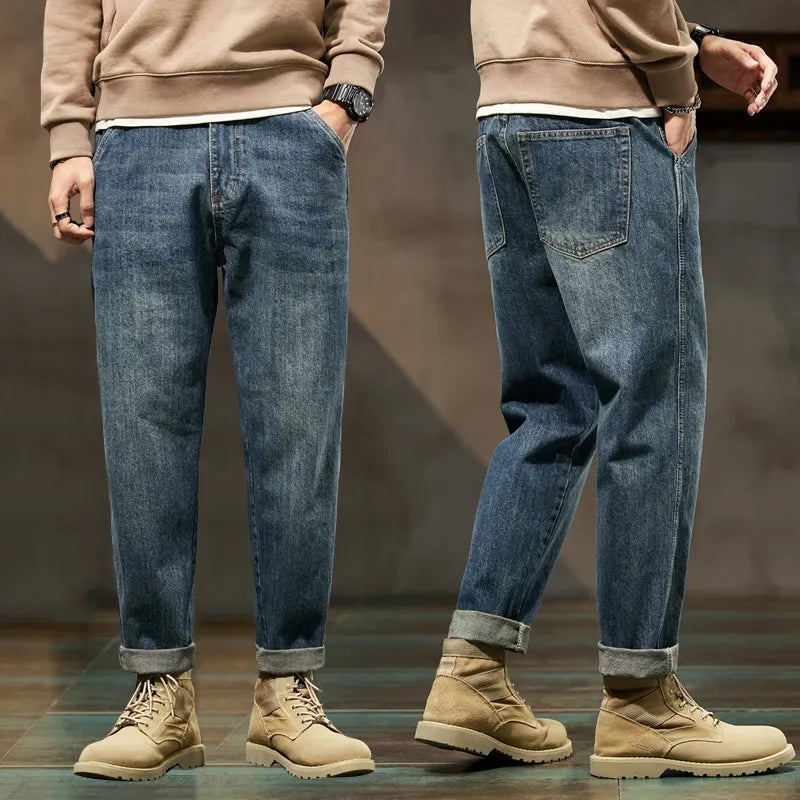 Jeans hommes coupe ample bleu Baggy jean mode printemps et automne pantalon à jambes larges pantalon en Denim vêtements pour hommes sarouel 