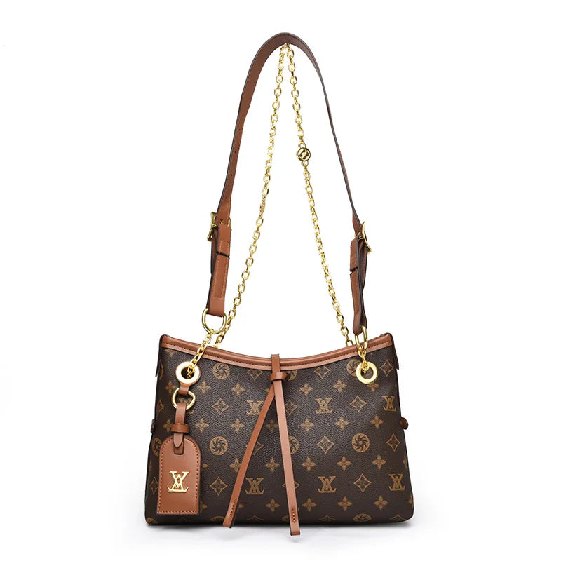 Color-Block Tote Bag with Chain Strap, Spacious Shoulder Bag for Women, Minimalist Crossbody Purse for Daily Use