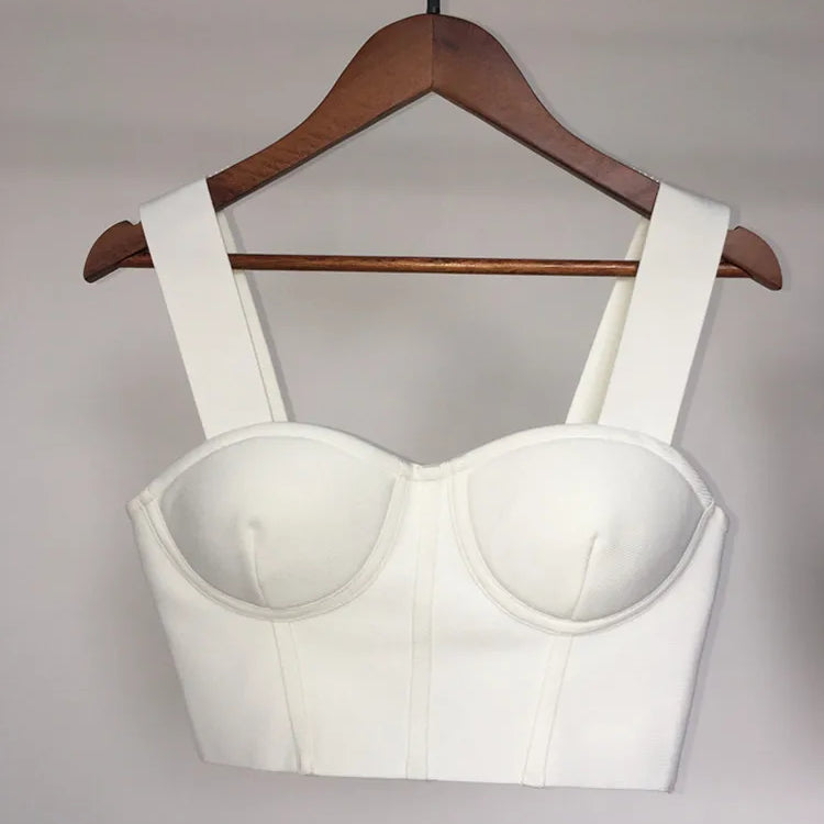 Women Summer Soild Sexy Strapless Backless Orange Black White Camis Bandage Tops 2023 Celebrity Designer Fashion High Street Top