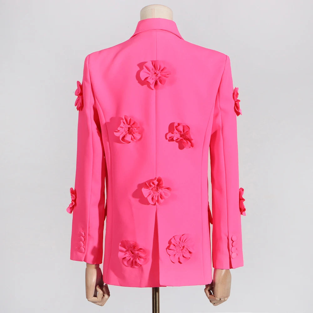 TWOTWINSTYLE Fashion Spliced Appliques Elegant Jackets for Women Lapel Long Sleeves Patchwork Double Breasted Jacket Female New