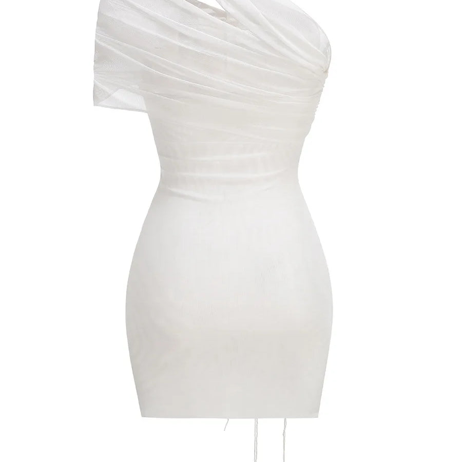 White Color Women Sexy Mesh See Through Florlas Bodycon Mini Dress Celebrate Girls'Vacation Birthday Party Cocktail Outfit