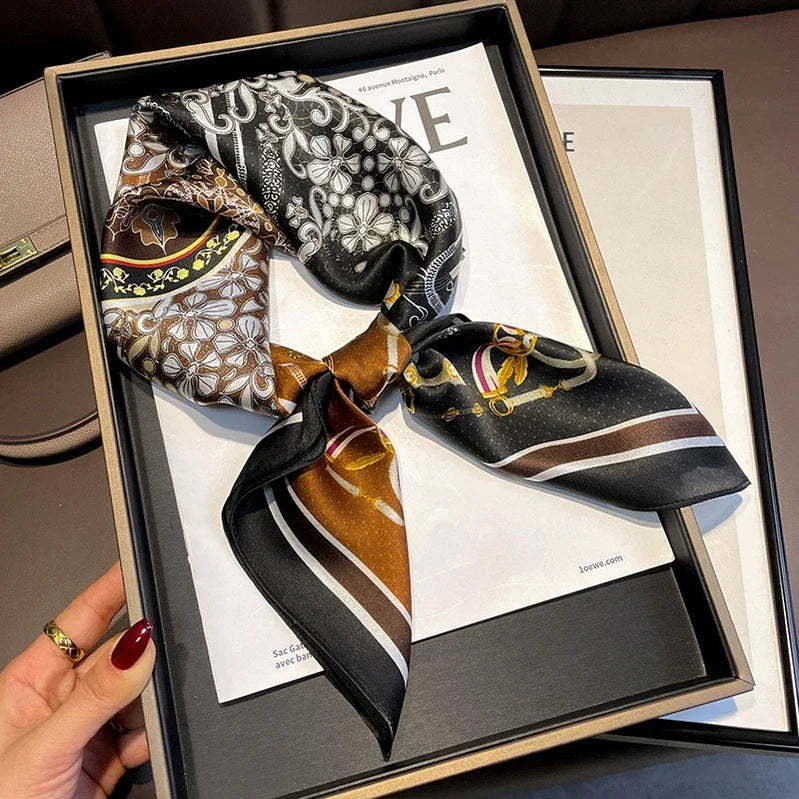 Square 100% Real Silk Scarf Women Bufanda Shawls Wraps for Lady Neckerchief Natural Foulard Femme Bandana Scarves Pashmina 2023 18146 68x68cm