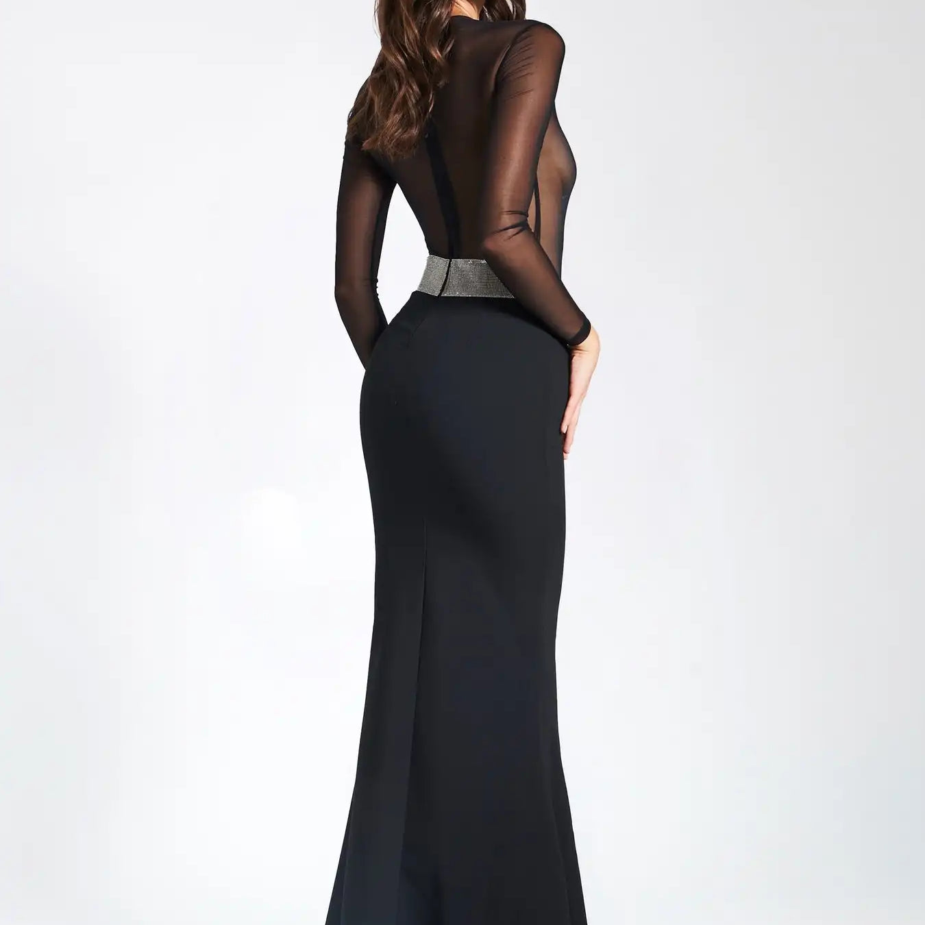 2023 New Arrival Women Long Sleeve Sexy Mesh See Through Bodycon Bandage Mermaid Dress Nightclub Party Celebrate Dress