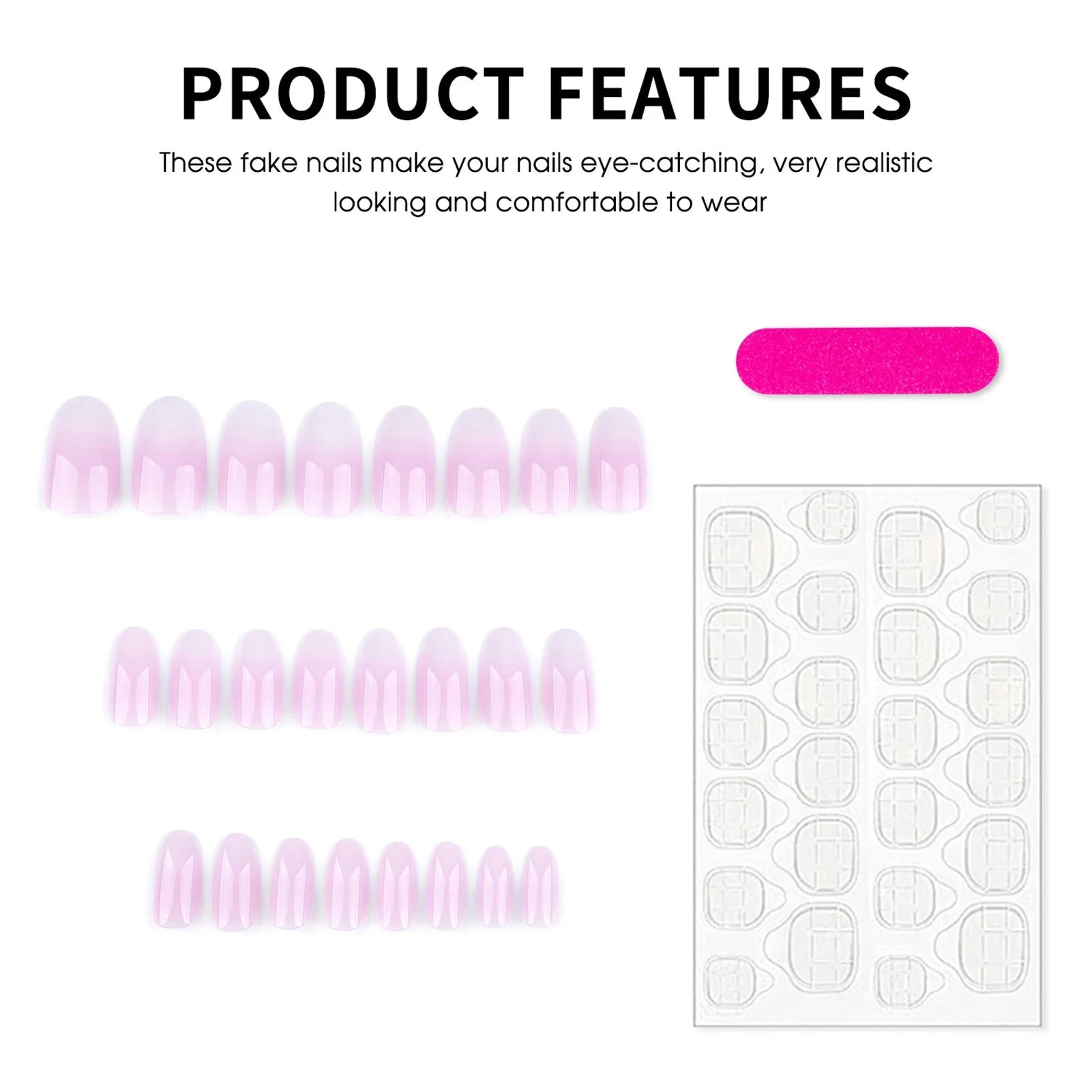 24Pcs Nude Pink Almond False Nails Sweet Girls Charm Manicure Detachable Acrylic Press On Nails Stick-on Artificial Nails Art