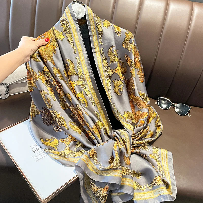 180*90cm Luxury Brand Spring Summer Autumn Women Clothing New Fashion Color matching printed silk scarf lady popular turba 55 180cmx90cm