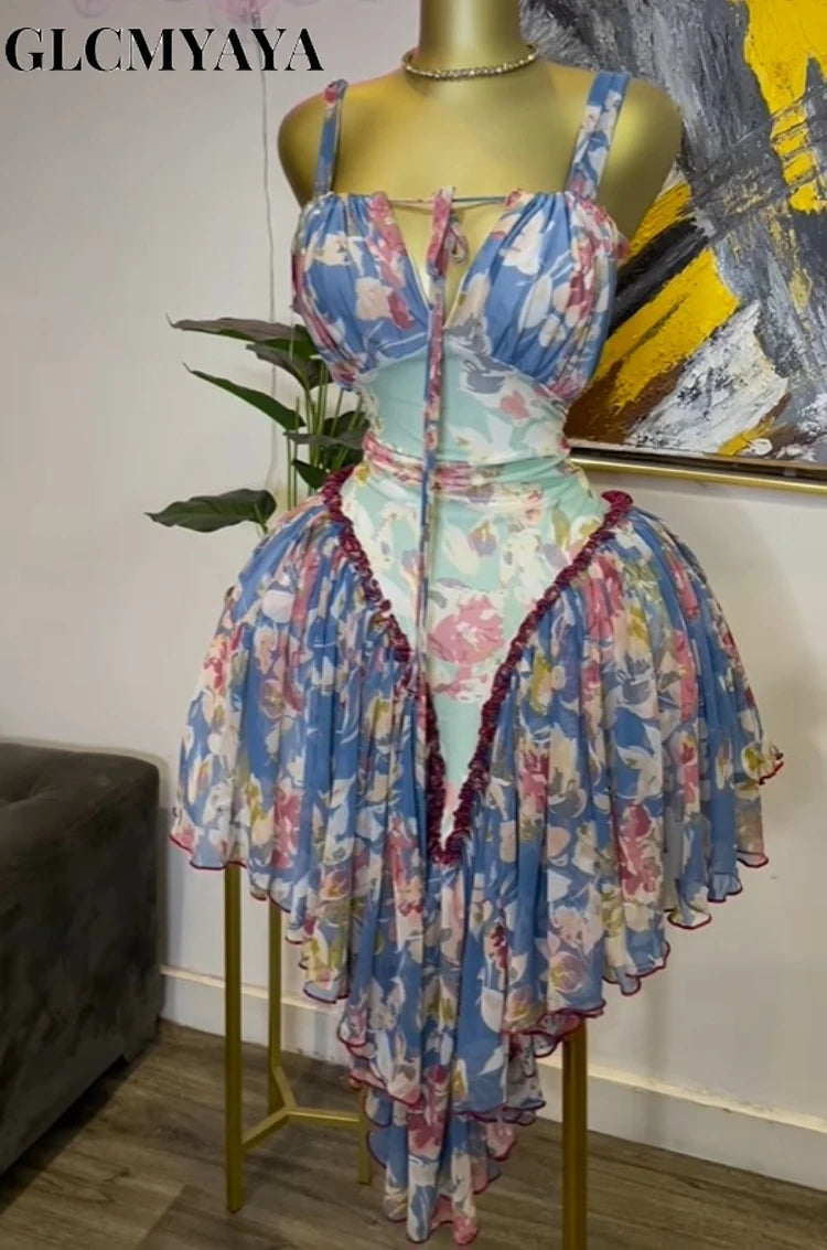 GLCMYAYA Women Patchwork Strap with Scarf A-line Maxi Long Dress 2025 Female Vacation Holiday Party Birthday Dresses Vestidos