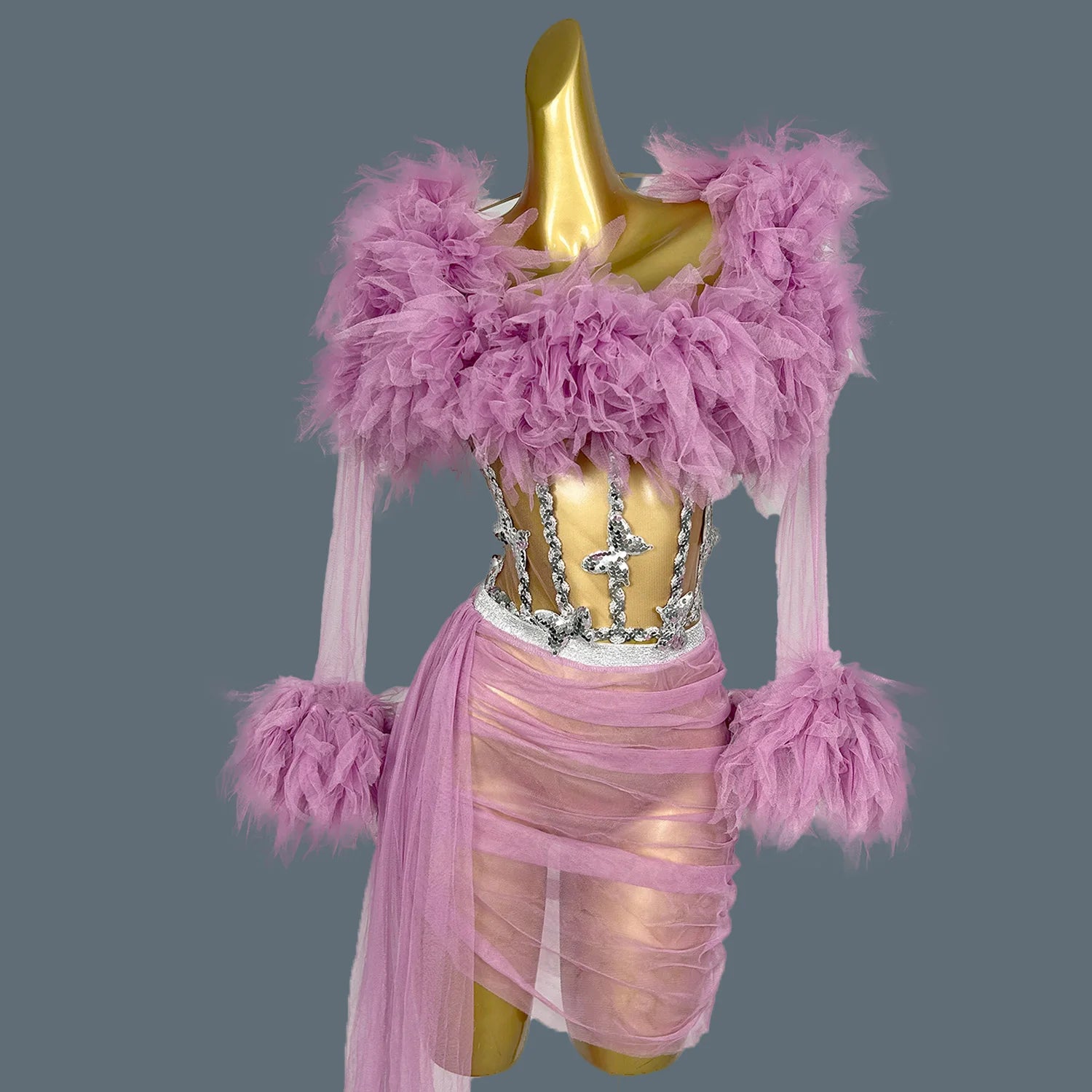 Women's Tulle Asymmetrical Dress Prom Sheer Mesh Mini Dress Bodycon Club Stage Performance Wear Birthday Prom Hot Design Xinshen