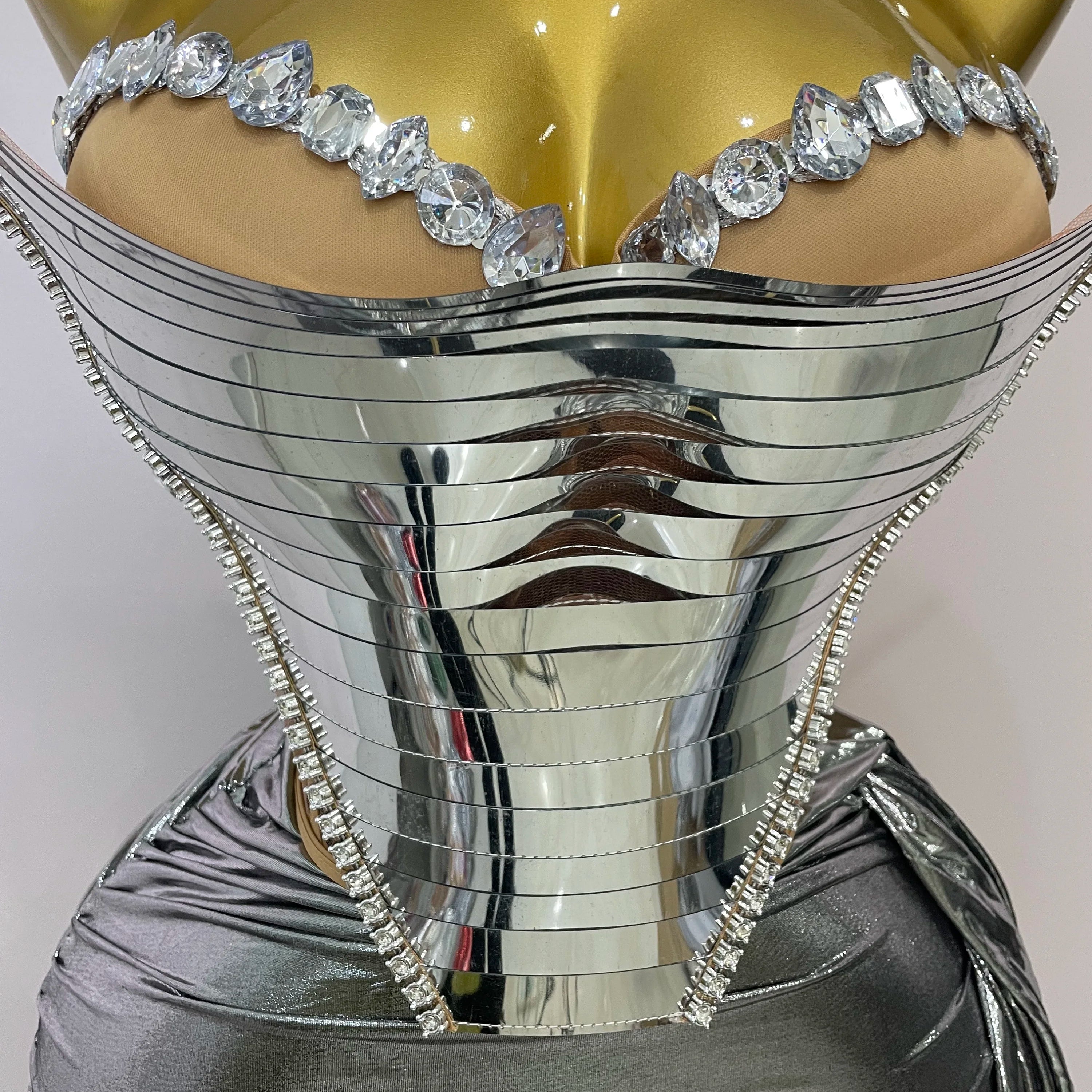 Sparkly Gold Sequin Sexy Top Two Pieces Set 2025 Women Celebrate Party Birthday NightClub Performance Dancer Show Stage Outfit