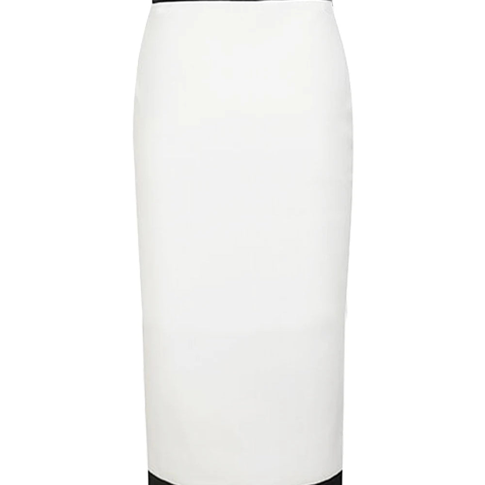 est Women Button Patchwork White Black Bodycon Bandage Skirt 2023 Designer High Waist Party Club Pencil Skirt 60cm
