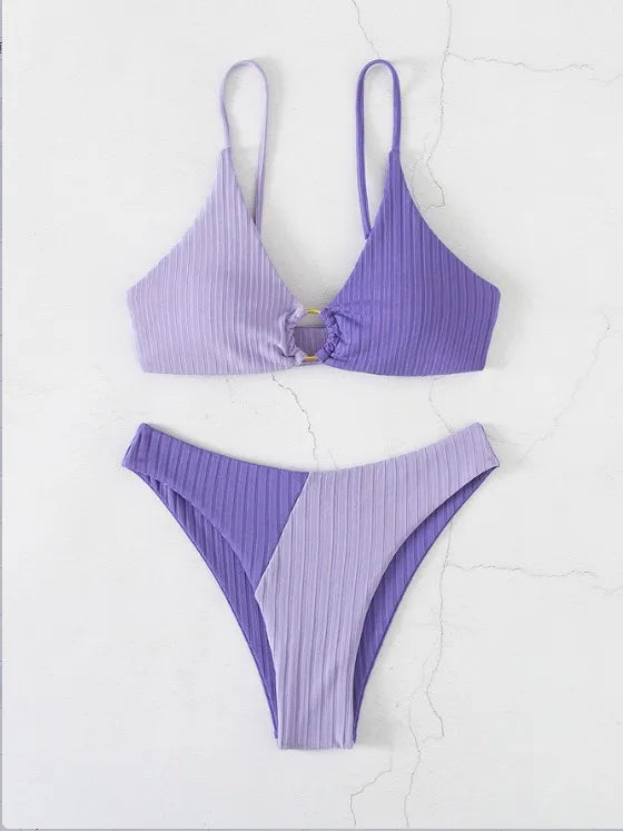 Sexy Bikinis Women's Swimwear Push Up High Waist Swimsuits High Cut Bathing Suits Push Up Beach Bikini Set Female Biquini purple 2025YZ61