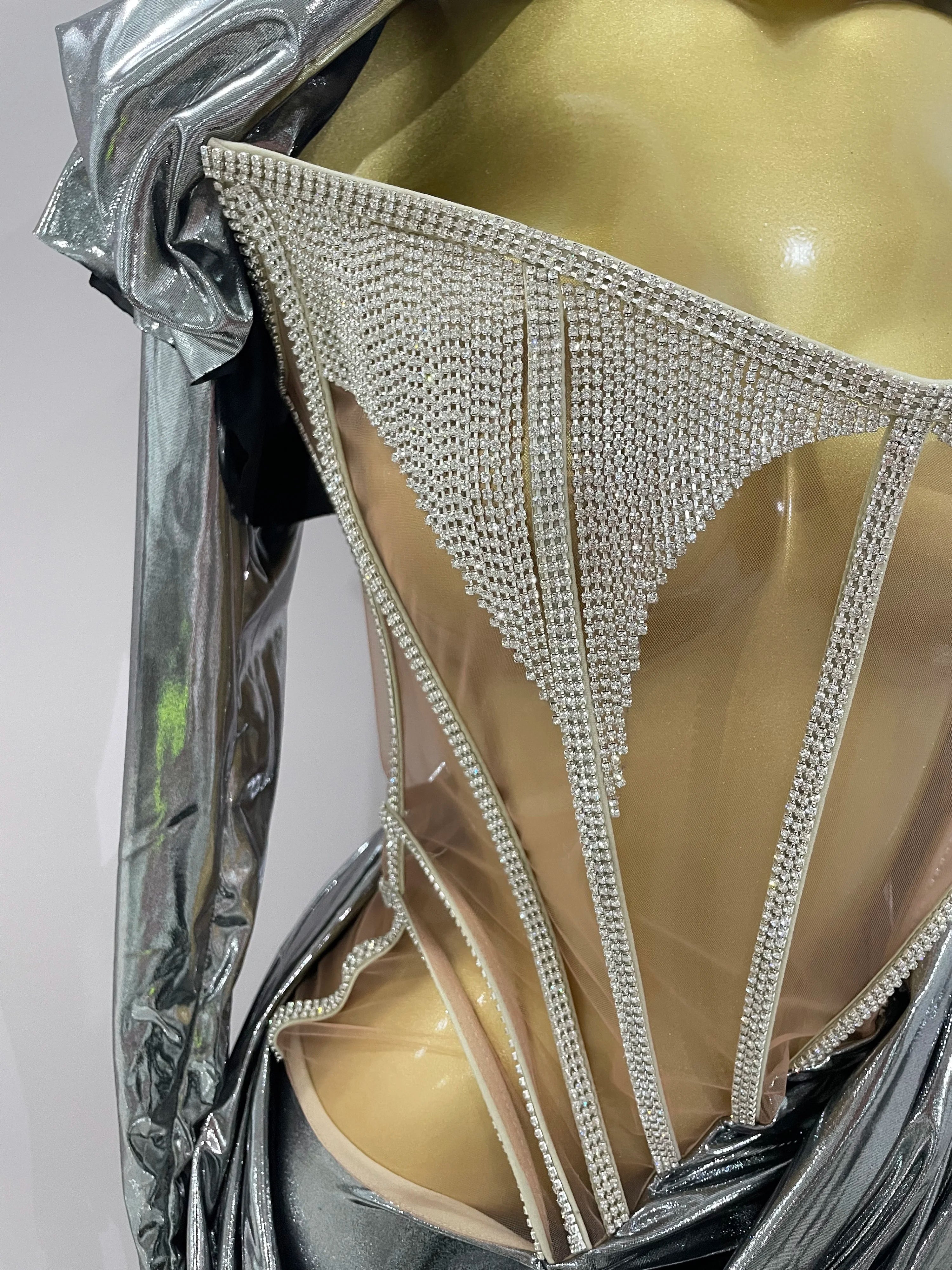 Stage Costume Sparkly Nightclub Gogo Party Dress Women Carnival Party Outfit Festival Cool Clothing Hoodie Dress Two Piece Set