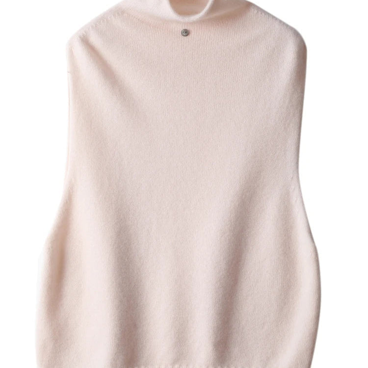 2023 100% Pure Wool Turtleneck Waistcoat Women's Knitted Vest New Autumn And Winter Sleeveless Top Sweater JQ137