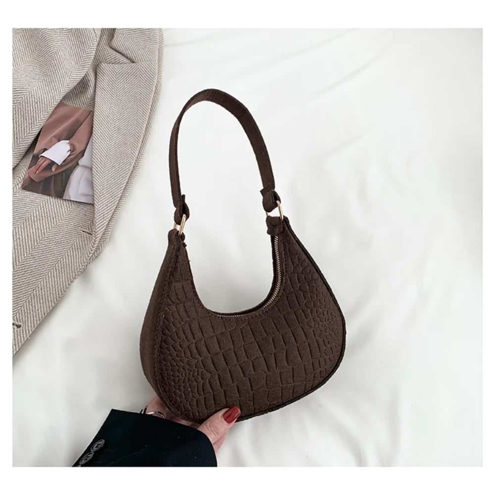 Fashion Crossbody Bag For Women All-Match Shoulder Bag Pu Leather Crocodile Pattern Messenger Bag Mini Square Tote Bag 2024 coffee
