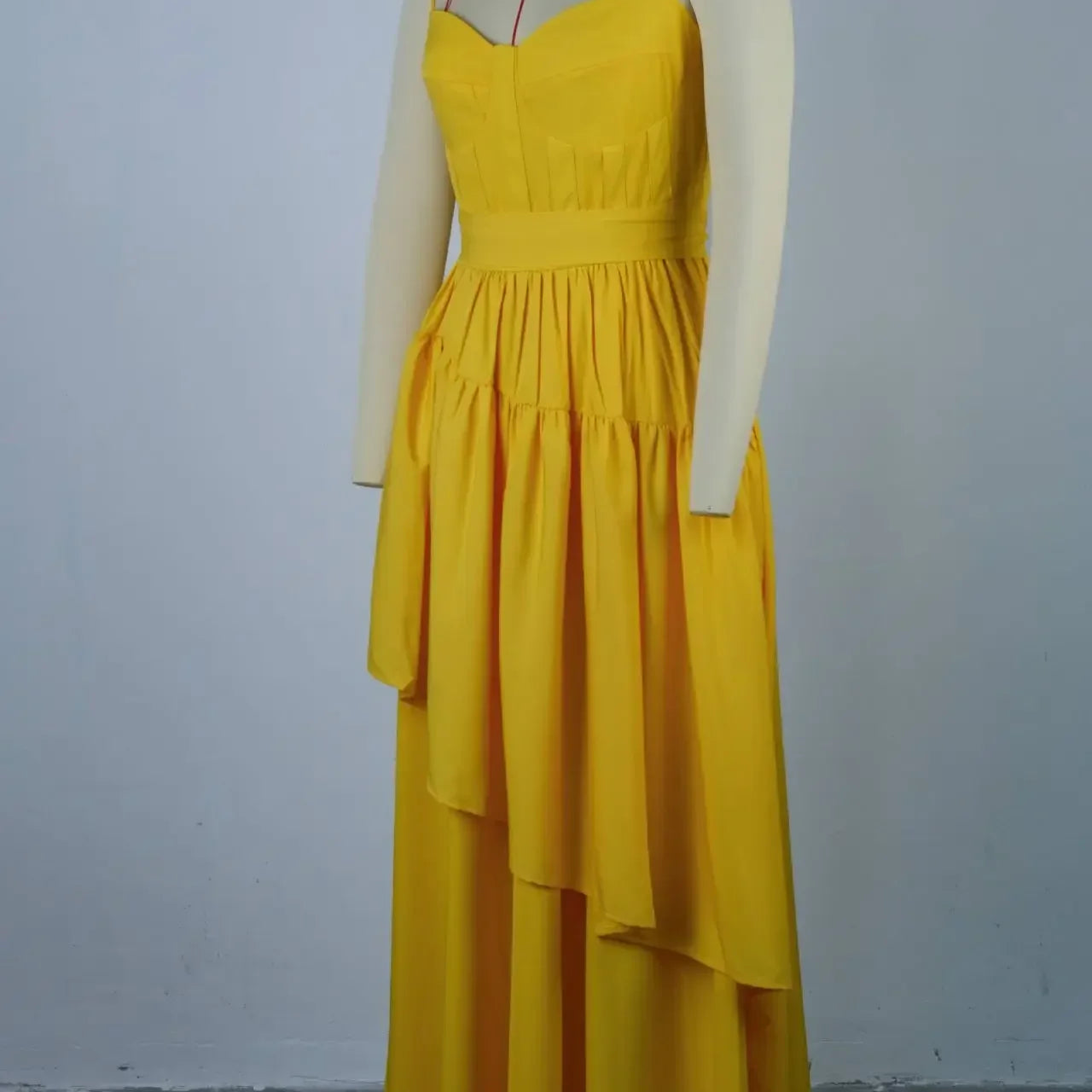 CM.YAYA Women Sleeveless Strap Bow Ruffles Long Maxi Dress 2025 Holiday Beach Birthday Evening Sexy Girl Party Dresses Vestidos