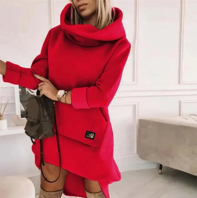 Elegant Dresses for Women Beaded Hooded Casual Sweatshirt Dress Autumn Winter Spring Fashion Casual Female Clothing D