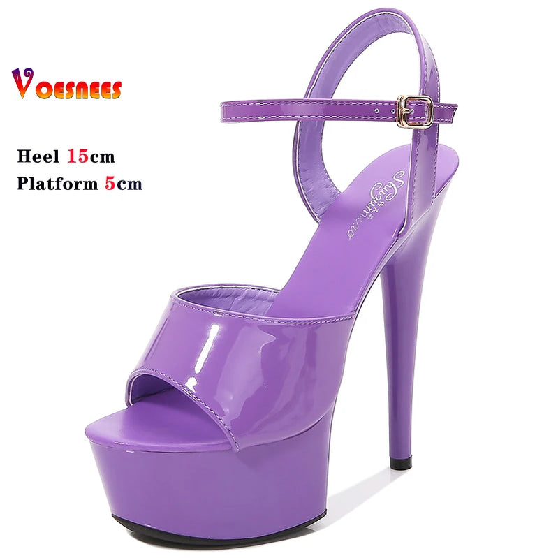 15CM Stiletto Waterproof Platform Sandals Stripper High Heels Women Sexy Show Shoes Platform High-heeled Wedding Shoes Size 43
