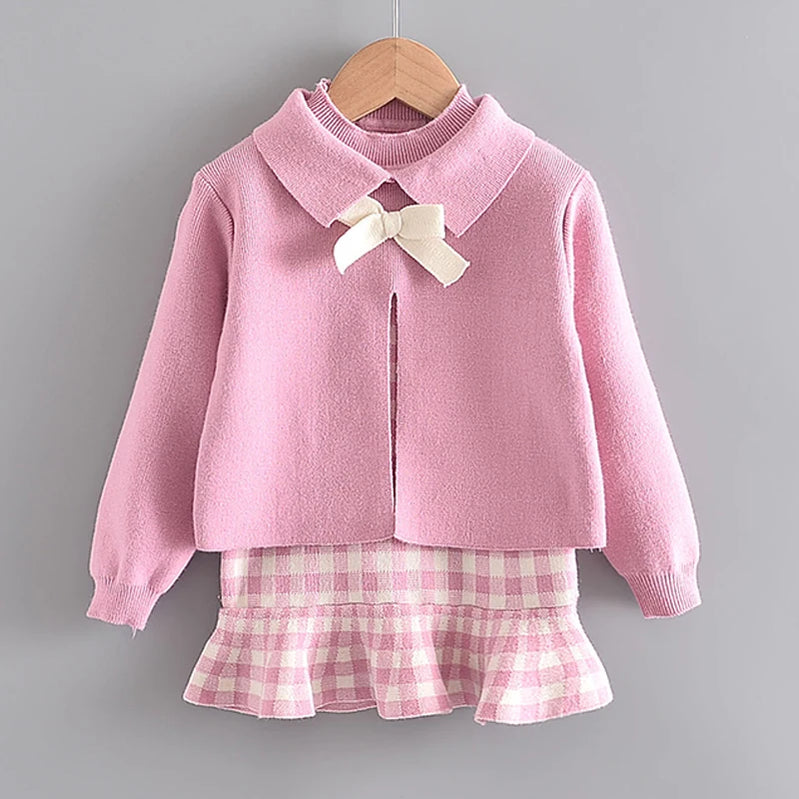 Bear Leader Baby Girls Clothes Set Autumn Winter Cartoon Grape Clothing Set New Kids Knitted Sweet Outfit Children Clothes Suit AH845G