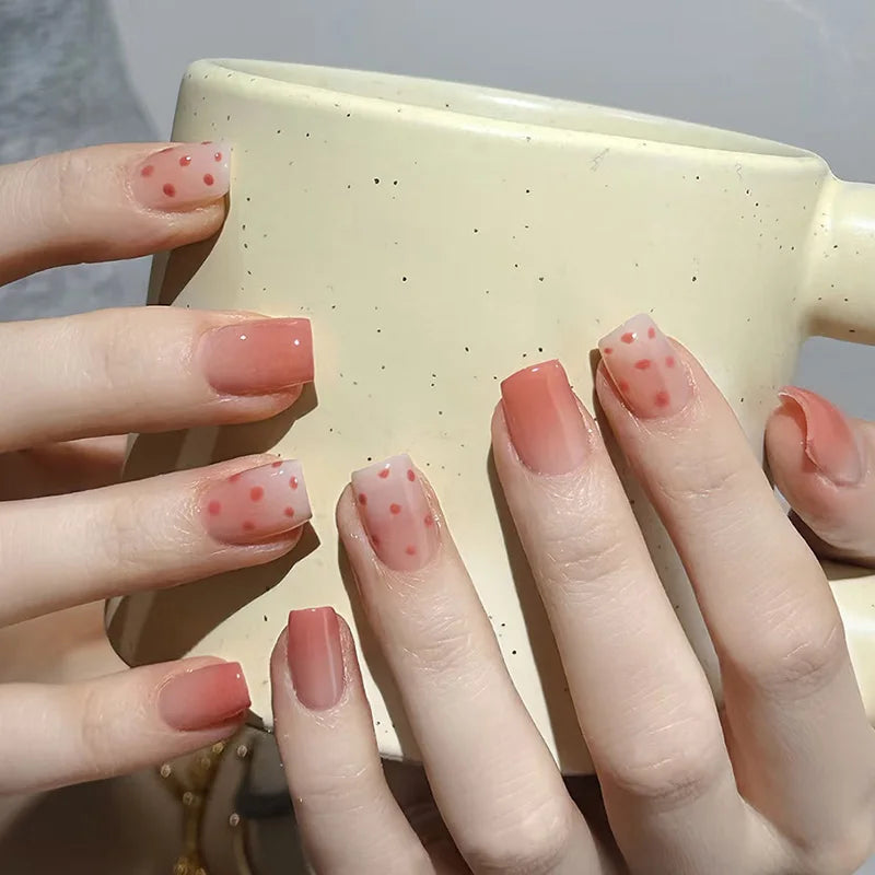 24pcs/set Medium long fake nails for women girls Y2K gradient purple blue yellow green square almond tips press on false nails