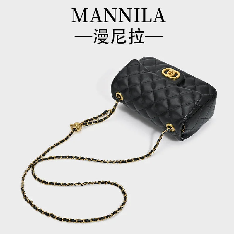 Mbroidered Quilted Square Bag, Elegant Chain Strap Crossbody Purse for Women, 2025 Spring Summer Fashion Mini Bag