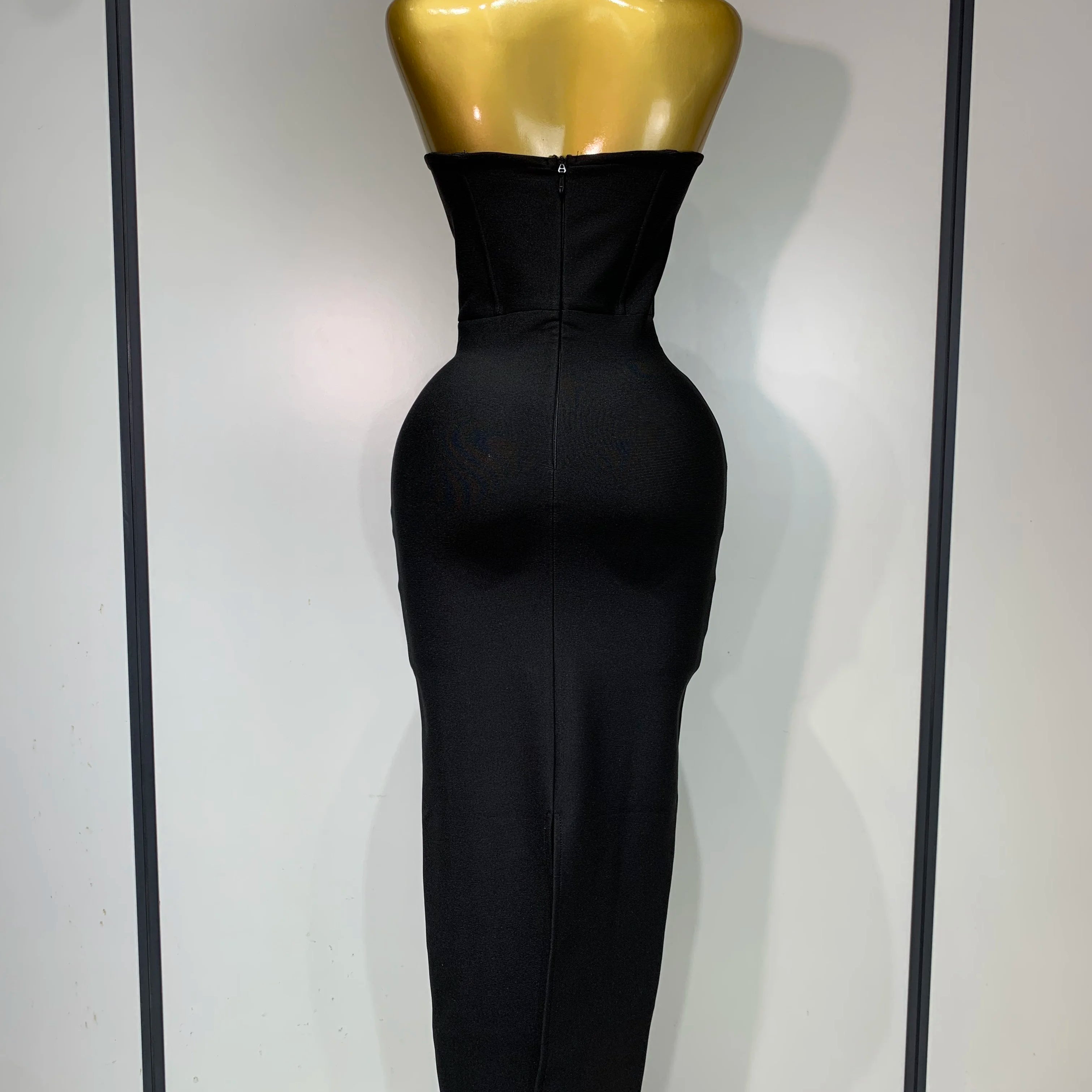 Women Sexy Strapless Sparkly Rhinestones Bodycon Bandage Long Dress Fashion Celebrate Evening Party Luxury Birthday Dresses