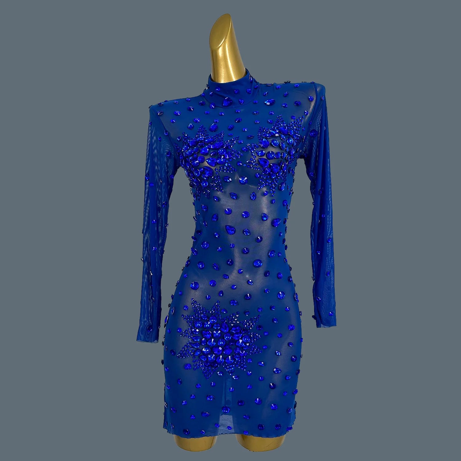 Sparkly Gold Rhinestones Stretch Short Dress for Women Summer Sexy Mesh Celebrate Evening Birthday Dress Photo Shoot Wear Guibin