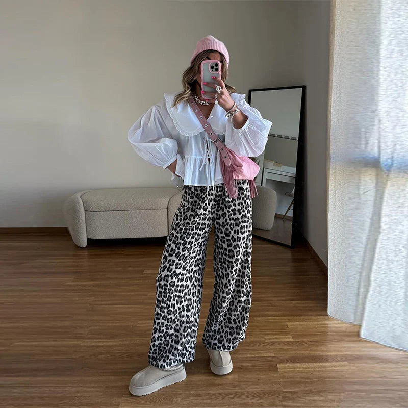 Chic Lace Up Pleated Women Shirts Blouses Lantern Sleeve White Female Streetwear Loose Spring Summer Lapel Elegant Lady Top white