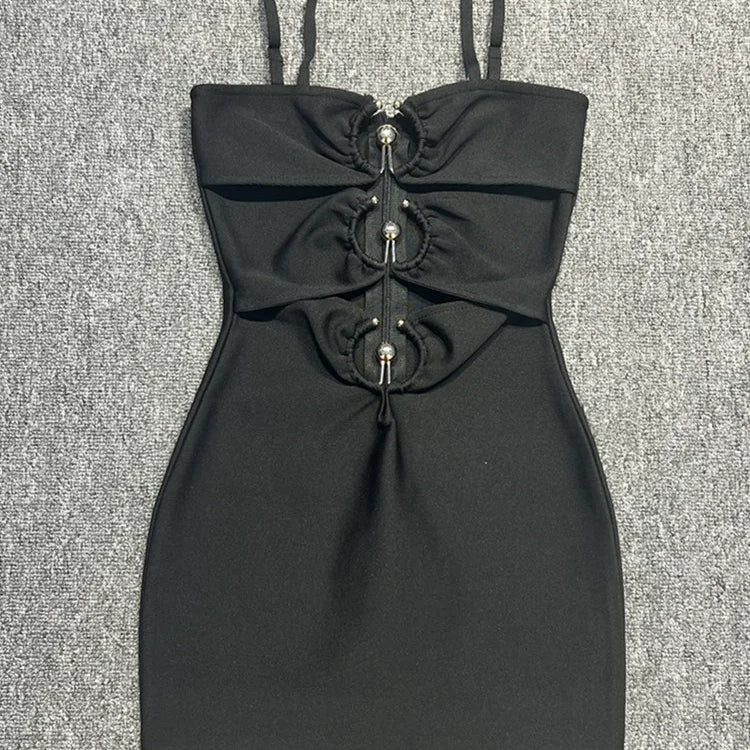 Women Summer Sexy Sleeveless Backless Sequined Black Mini Gowns Bandage Dress Elegant Celebrity Evening Party Club Dress