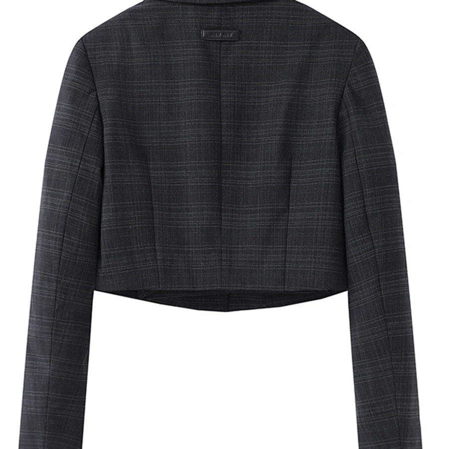 TWOTWINSTYLE Solid Slimming Spliced Appliques Elegant Jackets for Women Lapel Long Sleeve Patchwork Button Fashion Jacket Female