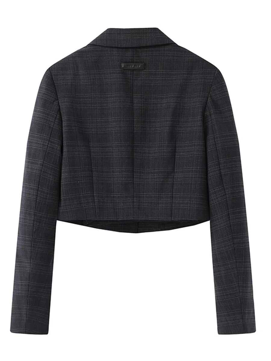 TWOTWINSTYLE Solid Slimming Spliced Appliques Elegant Jackets for Women Lapel Long Sleeve Patchwork Button Fashion Jacket Female