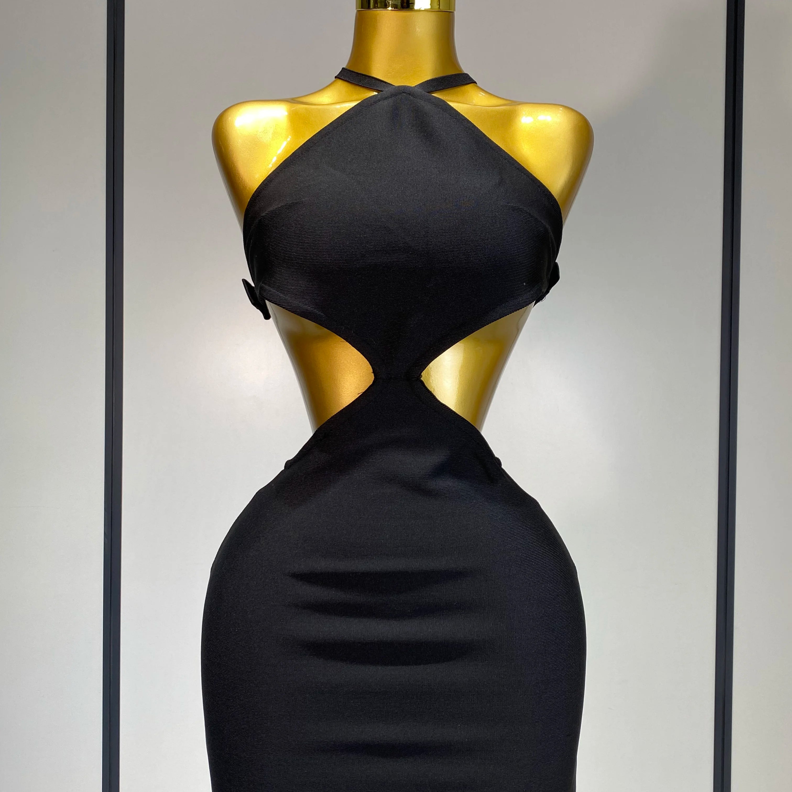 Women Sexy Backless Black Cut Out Bow Tie Bodycon Bandage Dress 2025 Celebirty Elegant Evening Party Luxury Birthday Dresses