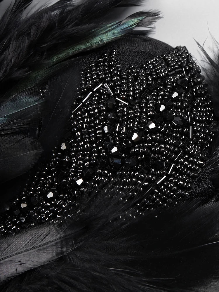 VC Women'S Luxury Party Dress Black Feather Design Strapless Prom Short Formal Occasions Dance Dress Summer New