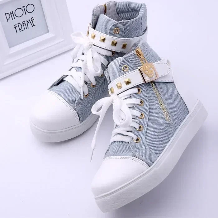 OLOMLB Sport Women's Spring White Shoes Women Casual Canvas Comfortable Running Shoe 2024 Fashion Sneakers Ladies Boots Blue