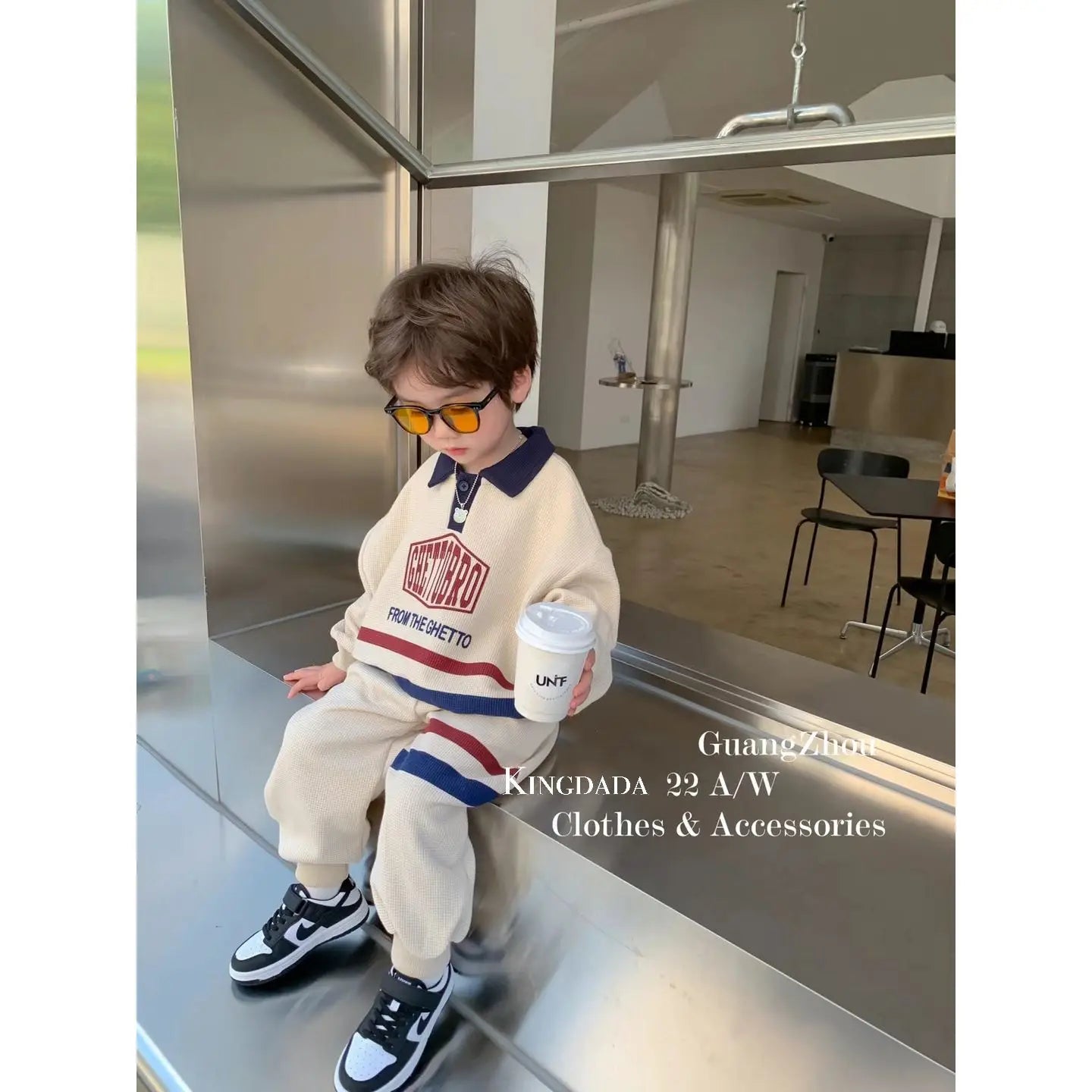 Korean Kid Set Baby Boy Suit Spring Autumn Fashion Letter Print Baby Girls 2pcs Outfits Clothes Lapel Cotton Sweater + Pant
