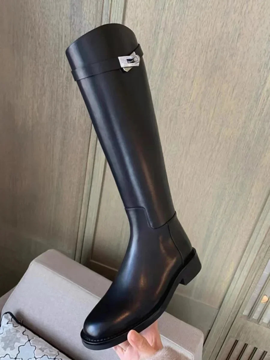 Hot New Simple Thigh-high Boots Women's Thick Soles But Knee Elongated Thigh-high Boots