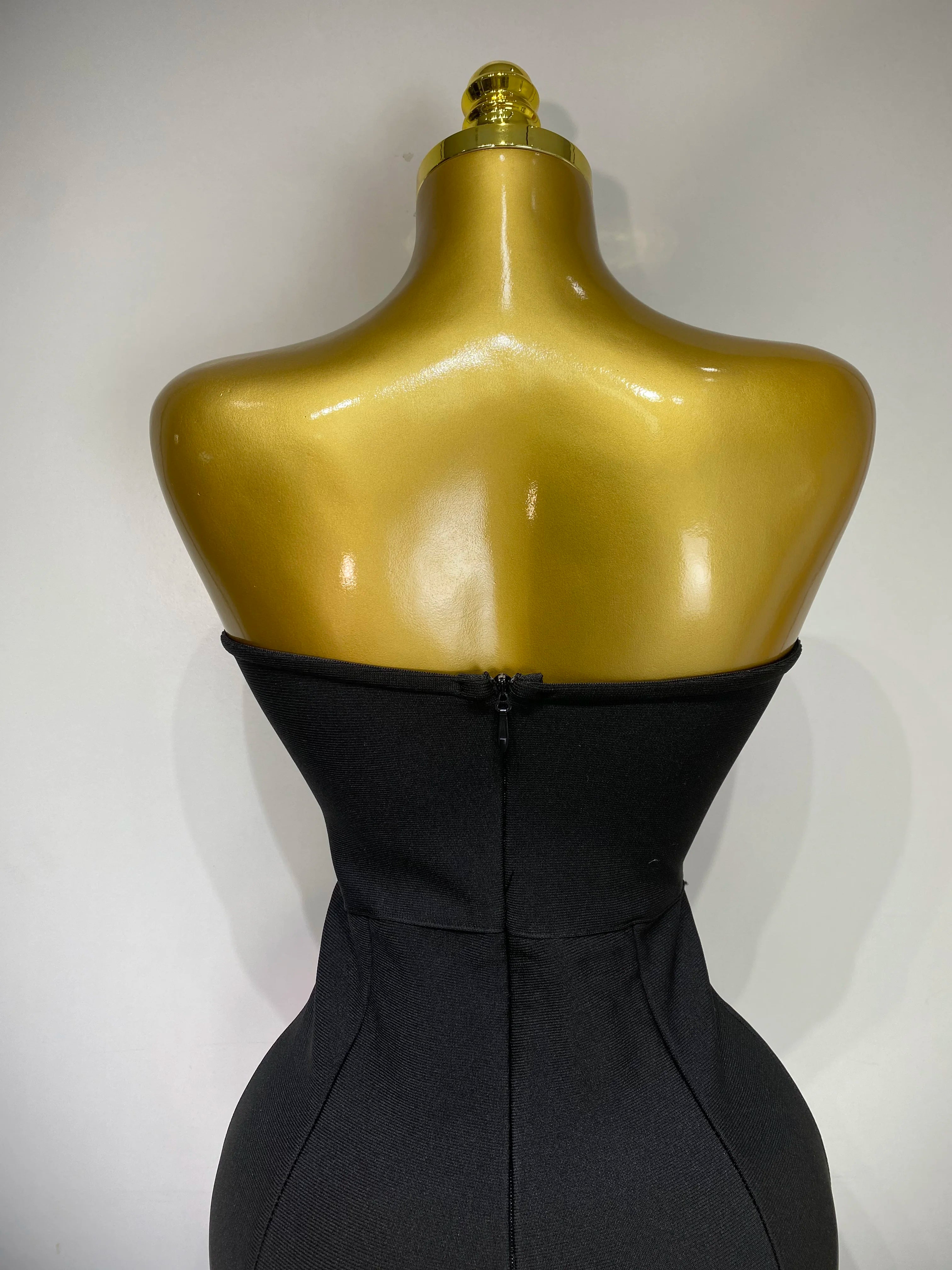 Sexy Strapless Ruffle Black Bodycom Bandage Jumpsuit Fashion High Street Woman Evening Party Elegant Luxury Birthday Rompers