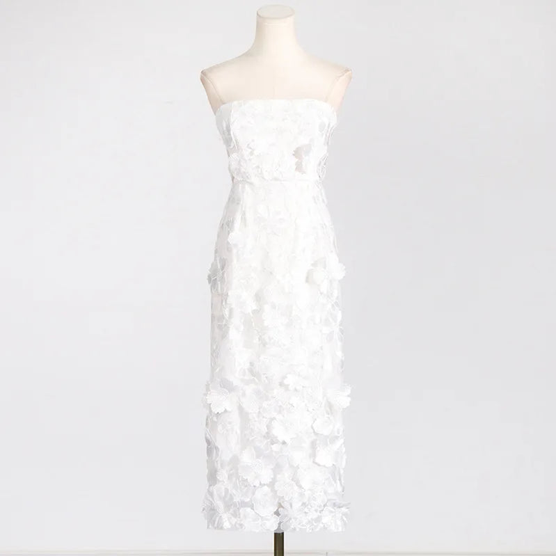 JAMERARY Runway Spring/Summer New Mesh 3D Flower Embroidery Perspective Evening Prom Dress Women Holiday Robe Vestido Party white vest long