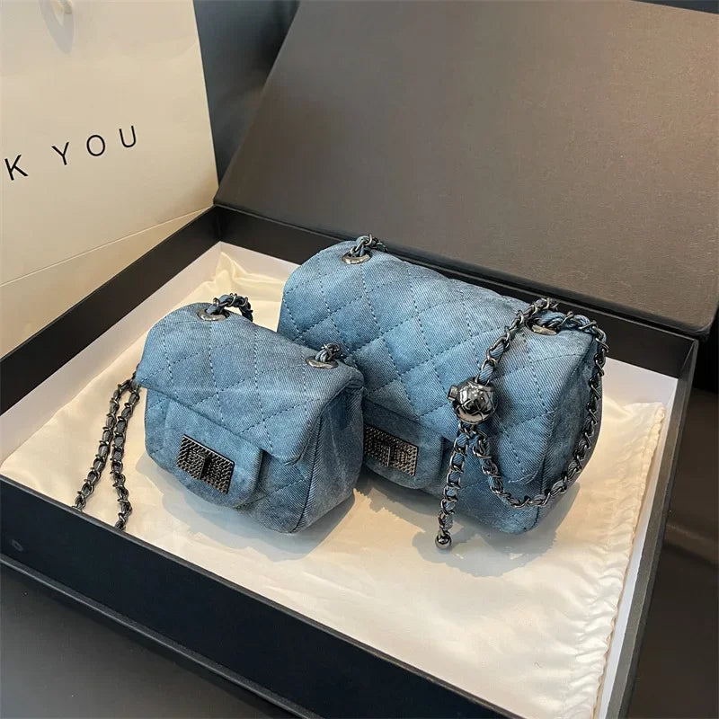 Winter Commuter Women's Crossbody Bag Retro Diamond Chain Square Handbag Shoulder Bag Elegant Sensation Commute Work Bag