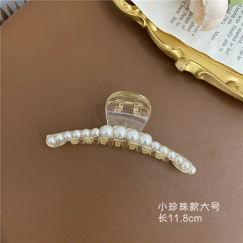 Elegant Big Pearl Hair Claws Clips for Women Big Size Acrylic Hair Clips Hairpins Hair Crab Barrettes Hair Accessories for Women 4