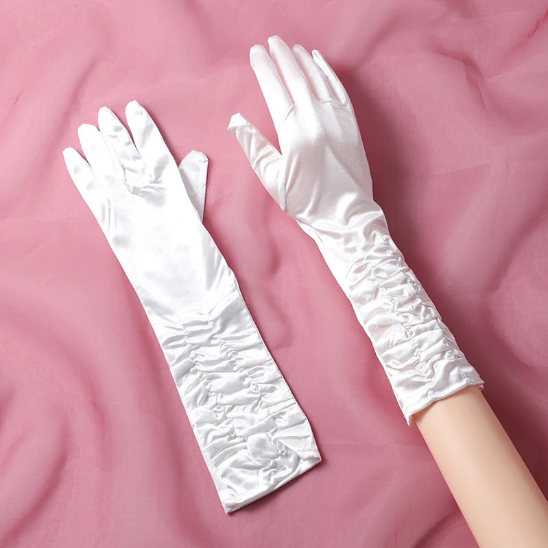 Wedding Bride Accessories Silk Gloves Long Short Dating Party Summer Elegance For Women and Girls ST-0097-B