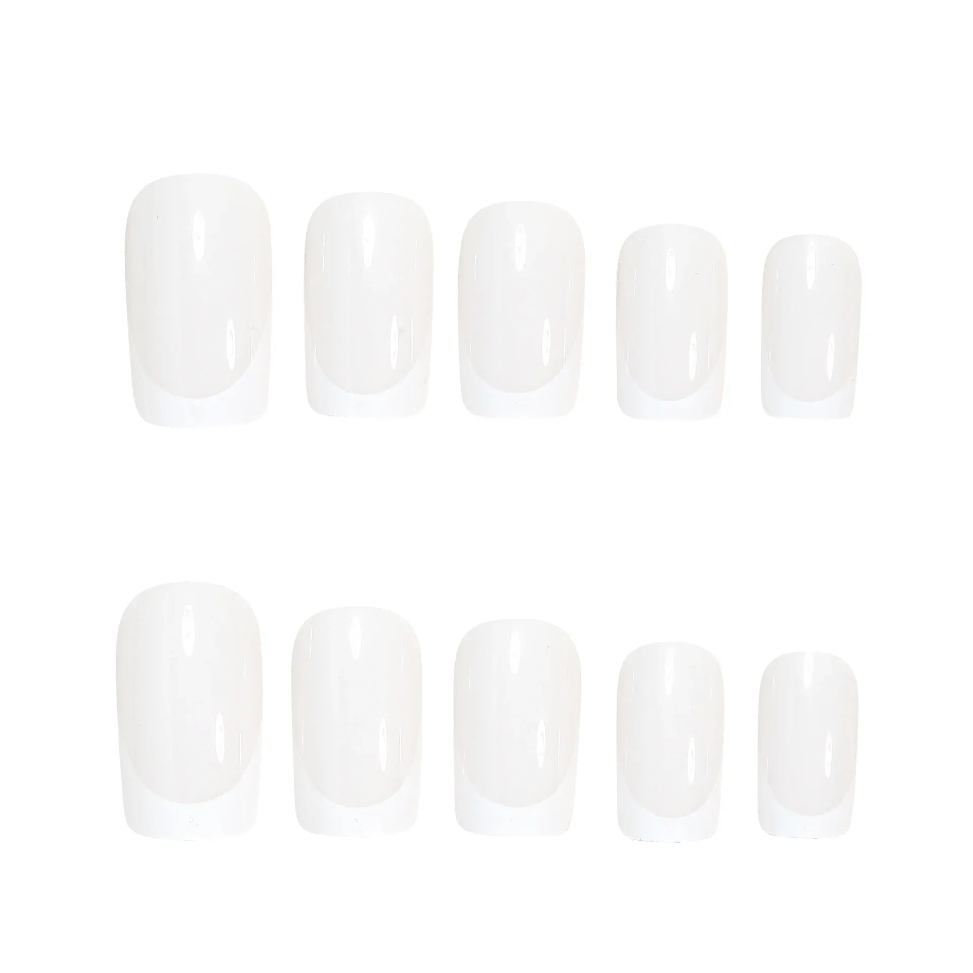 24Pcs White Fake Nails with Black/Red French Tips Medium-length Square Press On Nails Minimalist Acrylic Stick-on Nails Art