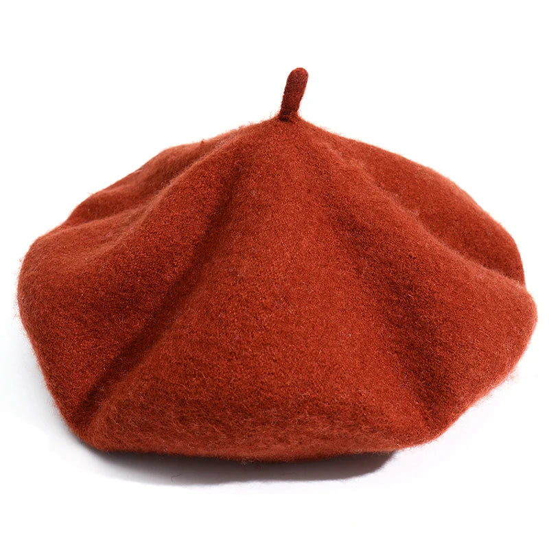 Wool Thick Berets Artist French Beret Women Painter Hat Girls Female Warm Walking Cap caramel 55-57cm