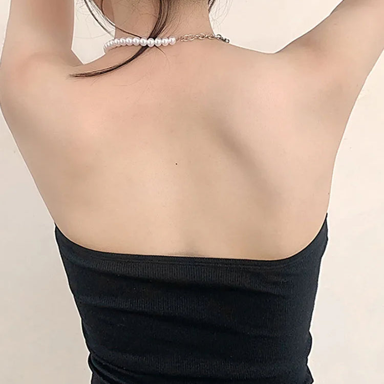 Techwear Punk Black Crop Tops Gothic Cyber Y2k Grunge Bodycon Women Strapless Backless Summer Sexy Basic Crop Tube Top